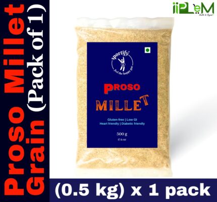 Sportify Proso Whole Millet Grain | Unpolished | Natural Gluten-free Grain| 0.5kg (500g x 1 Pack) – (Chena | Barri | Pingu | Pani Varagu | Cheno) | Low GI Millet | Heart-friendly